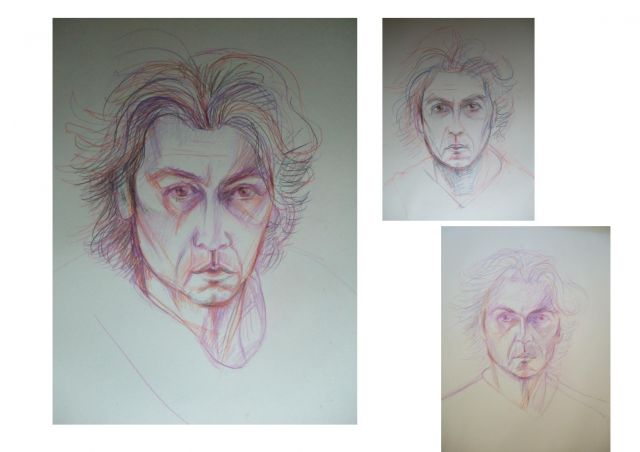 3 self portraits 'Insomnia'  crayon on paper  2000 .jpg