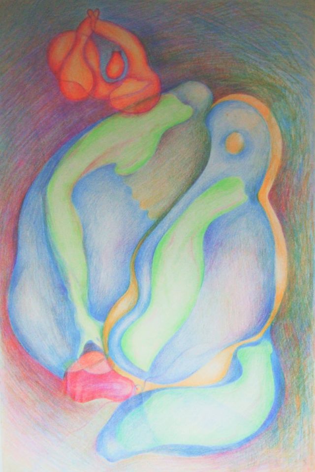 sexing the bones  .  crayon on paper  .  1995